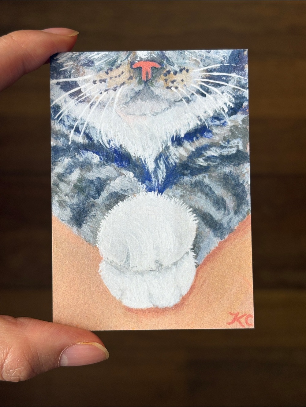 ACEO PRINT of Original Painting Tabby Cat Paws Kitty Close Up - PaperTrailbyKC